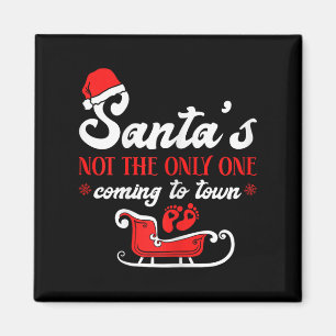 Weihnachts-Schwangerschaftsankündigung Santas Baby Magnet