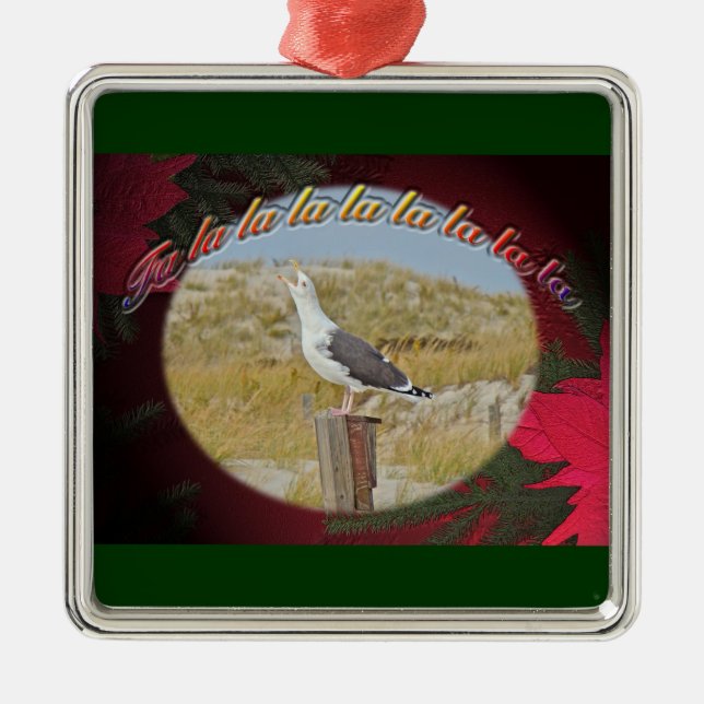 Weihnachts-Schwarz-Backenmöwe Ornament Aus Metall (Vorne)