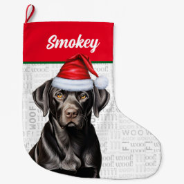 Weihnachts-Schwarz-Labrador-Retriever mit Hundenna Großer Weihnachtsstrumpf