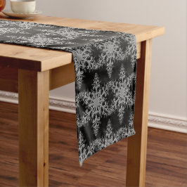 Weihnachts Schwarz und Silver Snowflake Tischläufe Kurzer Tischläufer