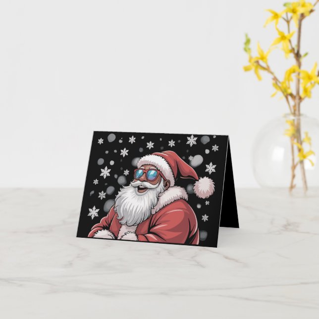 Weihnachts-Schwarzafrikanischer Weihnachtsmann Karte (Gelbe Blume)