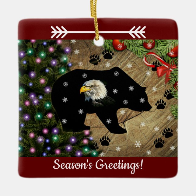 Weihnachts-Schwarzbärenfrische Keramikornament (Vorderseite)