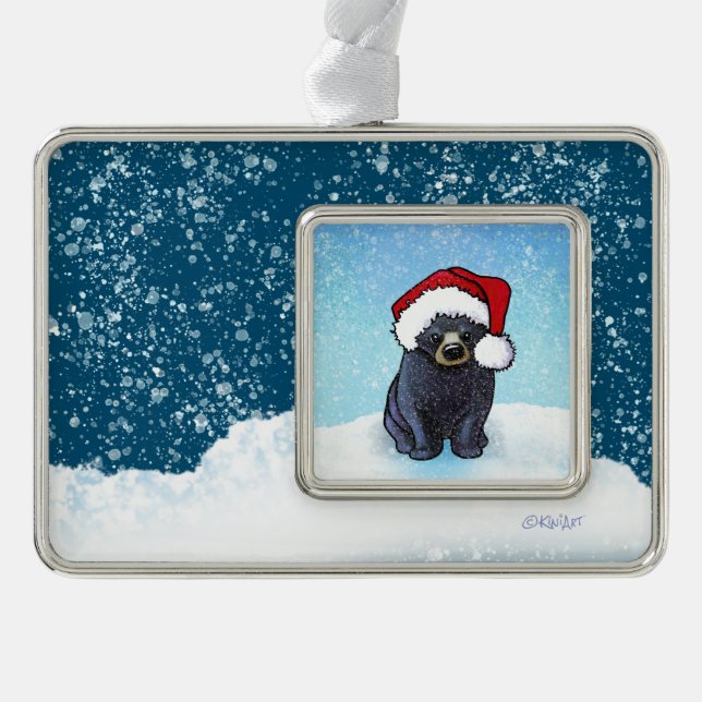 Weihnachts-Schwarzbärenkuppe Rahmen-Ornament Silber (Vorderseite)