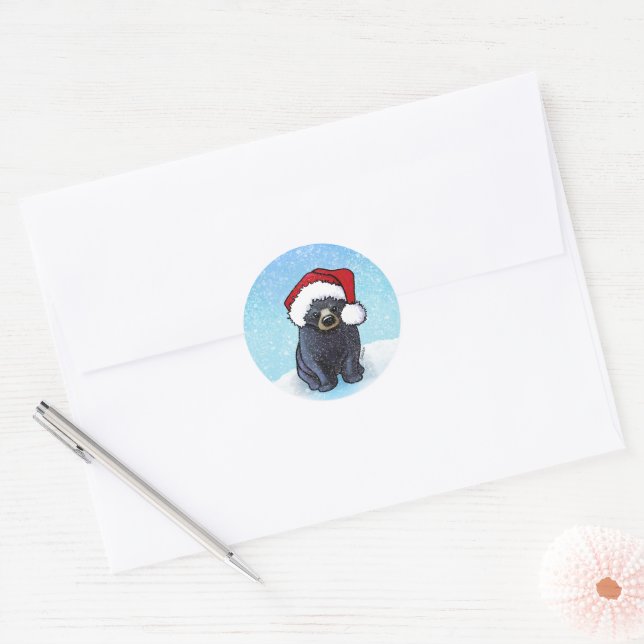 Weihnachts-Schwarzbärenkuppe Runder Aufkleber (Umschlag)