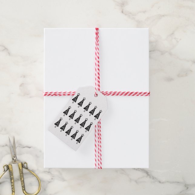 Weihnachts-Schwarze Bäume Geschenktasten Geschenkanhänger (Mit Garn)