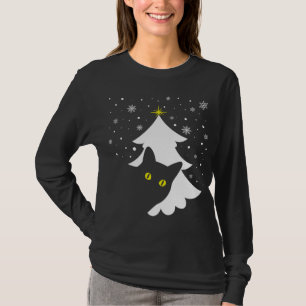 Weihnachts Schwarze Katze Weihnachtsbaum Schnee un T-Shirt