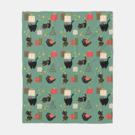 Weihnachts-Schwarze Katzen Fleecedecke