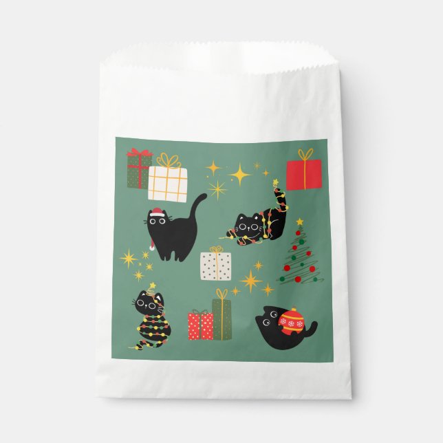 Weihnachts-Schwarze Katzen Geschenktütchen (Vorderseite)
