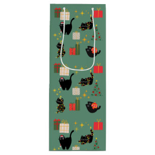 Weihnachts-Schwarze Katzen Geschenktüte Für Weinflaschen