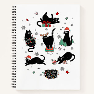 Weihnachts-Schwarze Katzen Notizbuch