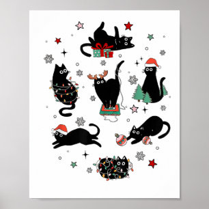 Weihnachts-Schwarze Katzen Poster