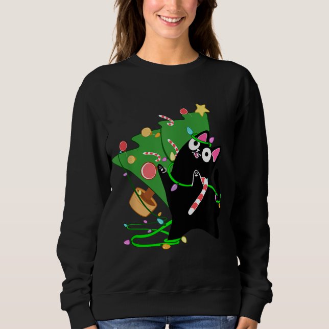 Weihnachts Schwarze Katzen Zoomies klopfen über We Sweatshirt (Vorderseite)