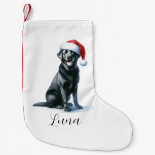Weihnachts-Schwarzer Labrador-Hund in der Weihnach Kleiner Weihnachtsstrumpf