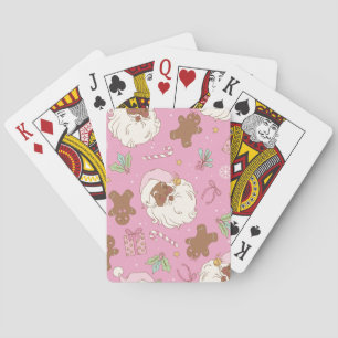 Weihnachts-Schwarzer-Weihnachtsmann-Pastell-Rosa Spielkarten