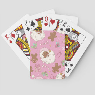 Weihnachts-Schwarzer-Weihnachtsmann-Pastell-Rosa Spielkarten