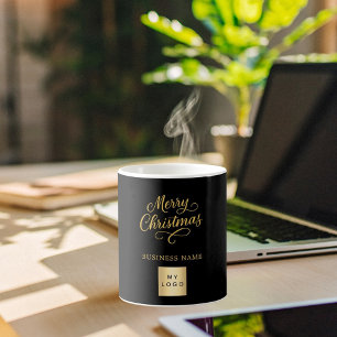 Weihnachts-Schwarzgold-Geschäftslogo Kaffeetasse