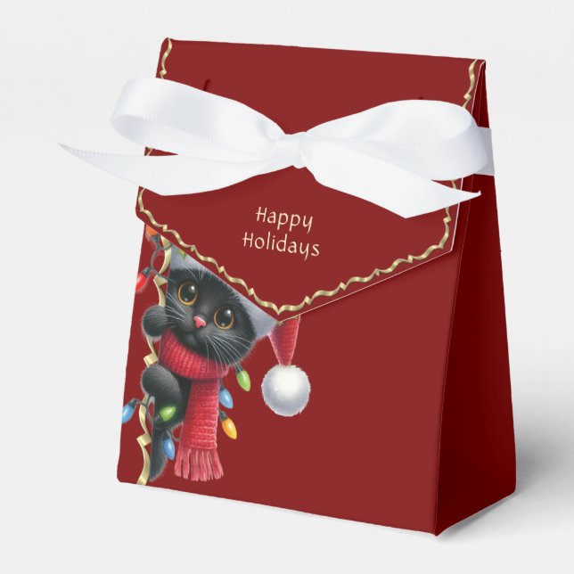 Weihnachts-Schwarzkatzenurlaub-Geschenkboxen Geschenkschachtel (Vorderseite)