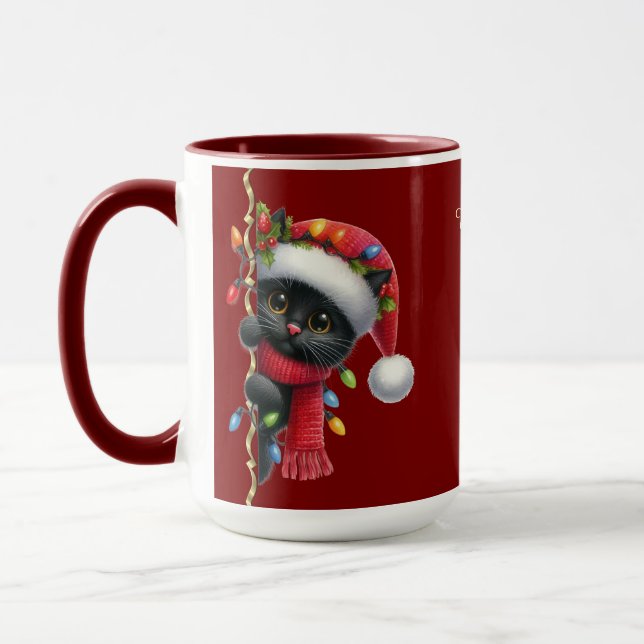 Weihnachts-Schwarzkatzenurlaub-Tasse Tasse (Links)