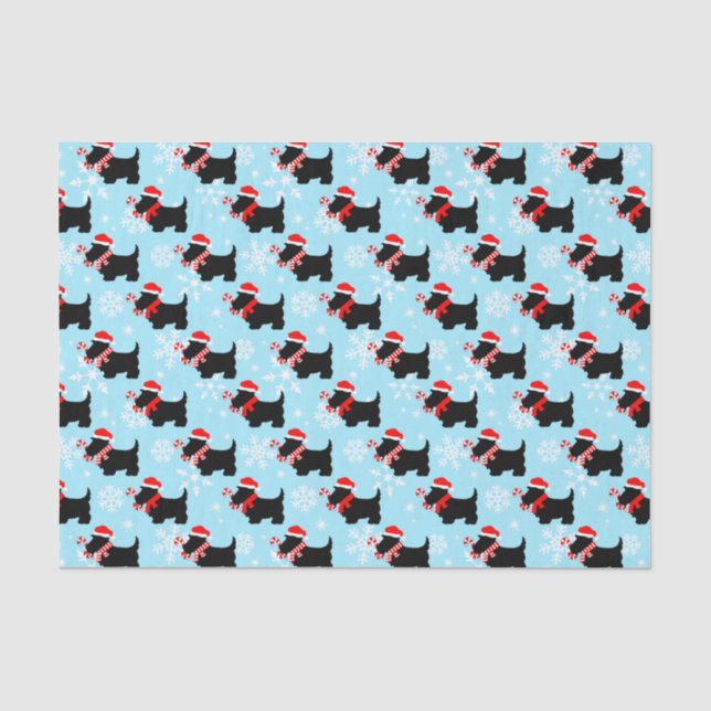 Weihnachts-Scottie-Hunde-Muster Seidenpapier (Vorderseite)