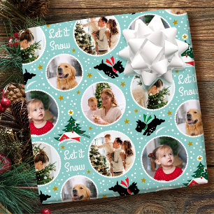 Weihnachts-Scottie-Hundefamilienfoto-Kollage Mint Geschenkpapier