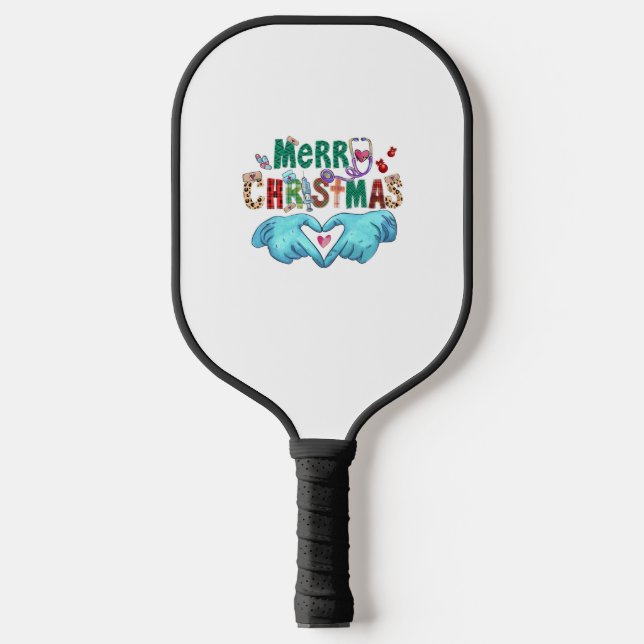 Weihnachts-Scrub Frohe Weihnachten Weihnachten Wei Pickleball Schläger (Vorderseite)