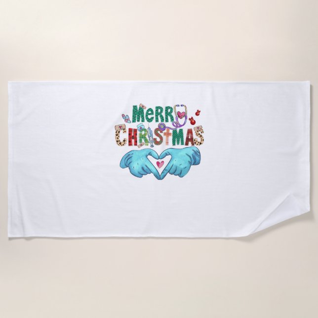 Weihnachts-Scrub Frohe Weihnachten Weihnachten Wei Strandtuch (Vorderseite)