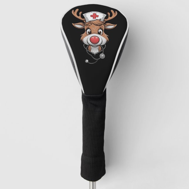 Weihnachts-Scrub Top Rentier Gummihandschuhe Krank Golf Headcover (Vorderseite)
