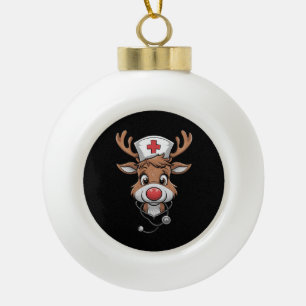 Weihnachts-Scrub Top Rentier Gummihandschuhe Krank Keramik Kugel-Ornament
