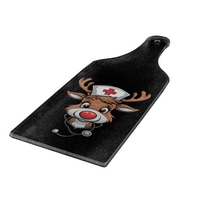 Weihnachts-Scrub Top Rentier Gummihandschuhe Krank Schneidebrett (Ecke)