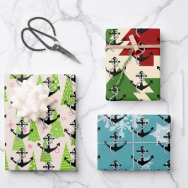 Weihnachts-Seelsorger Anchor Nautical Pattern Urla Geschenkpapier Set