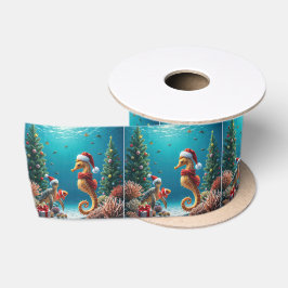 Weihnachts-Seepferd und Meeresschildkröte Satinband