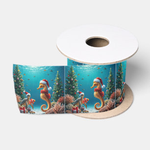 Weihnachts-Seepferd und Meeresschildkröte Satinband