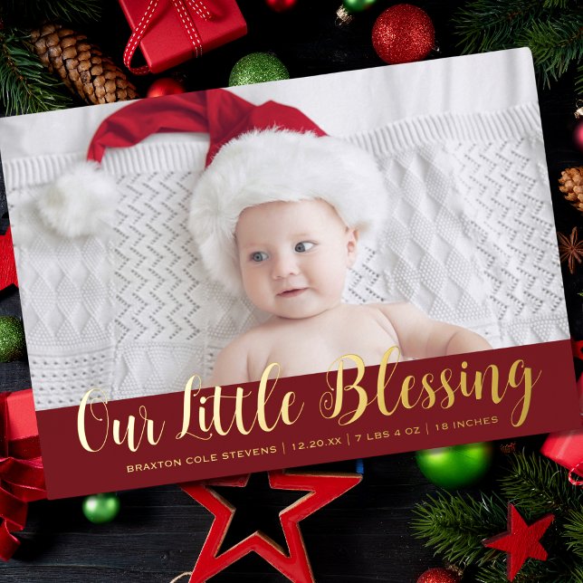 Weihnachts-Segen Baby Holiday Geburtsankündigung Folieneinladung (Von Creator hochgeladen)