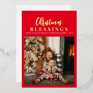Weihnachts-Segnung Gold Skript Holiday Card Folien Feiertagskarte
