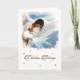 Weihnachts-Segnungen. Afrikanischer Angel Feiertagskarte