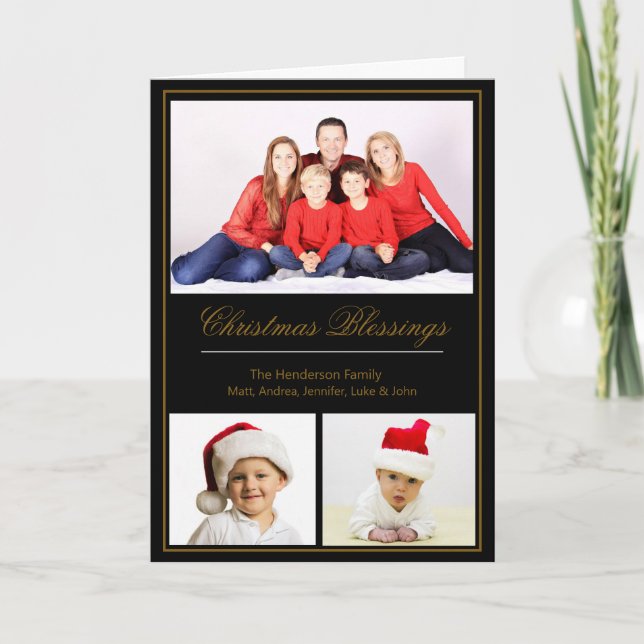 Weihnachts-Segnungen Custom Family Foto Karte (Vorderseite)