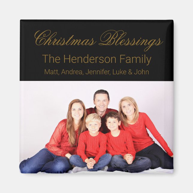 Weihnachts-Segnungen Custom Family Foto Magnet (Vorne)