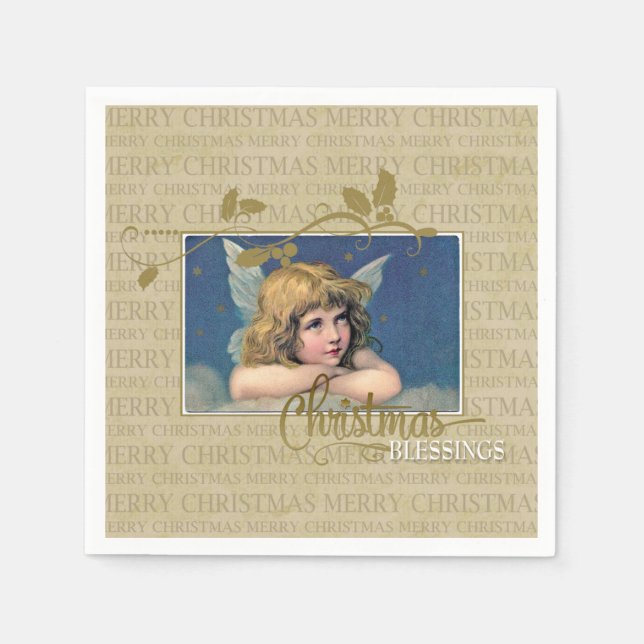Weihnachts-Segnungen-Engel Serviette (Vorderseite)
