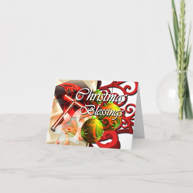 Weihnachts-Segnungen Feiertagskarte (Vorderseite)