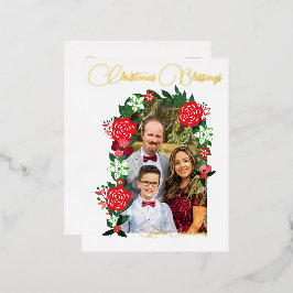 Weihnachts-Segnungen floral Folien Feiertagspostkarte