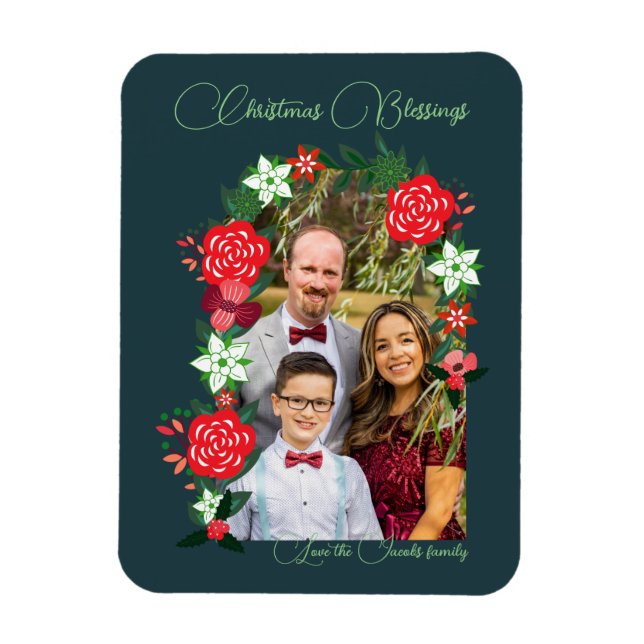 Weihnachts-Segnungen floral Magnet (Vertikal)