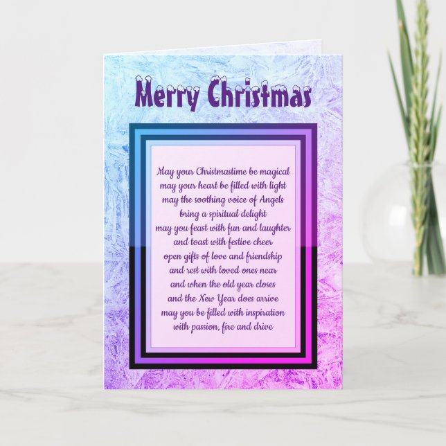 Weihnachts-Segnungen lila Frostdesign Karte (Vorderseite)