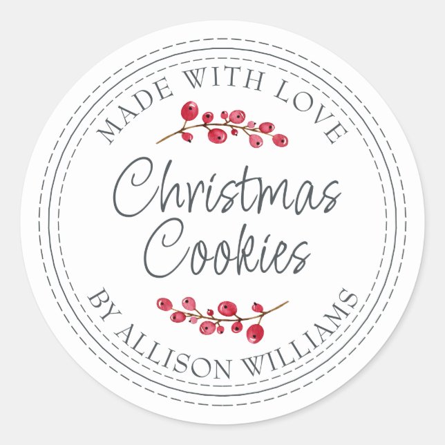 Weihnachts-selbst gebackene Cookies Jar Runder Aufkleber (Vorderseite)