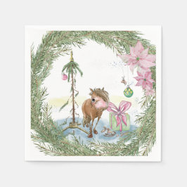 Weihnachts Servietten mit Pony Bild