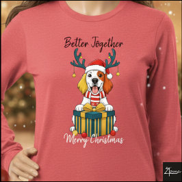 Weihnachts Setter Hund Rentiere Geschenk Grafik Tri-Blend Shirt