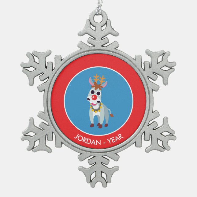 Weihnachts-Shane Schneeflocken Zinn-Ornament (Vorderseite)