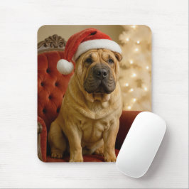 Weihnachts-Shar-Pei mit Santa-Hut Mousepad