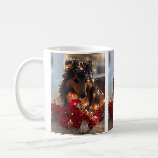 Weihnachts-Sheltie-Tasse Kaffeetasse (Links)