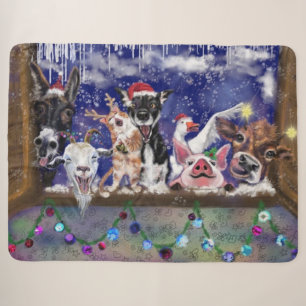 Weihnachts-Sherpa Blanket Funny Farm Tierisches Pa Sherpadecke
