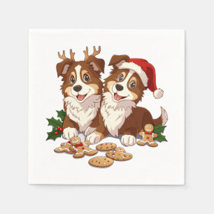 Weihnachts Shetland Sheepdogs Serviette